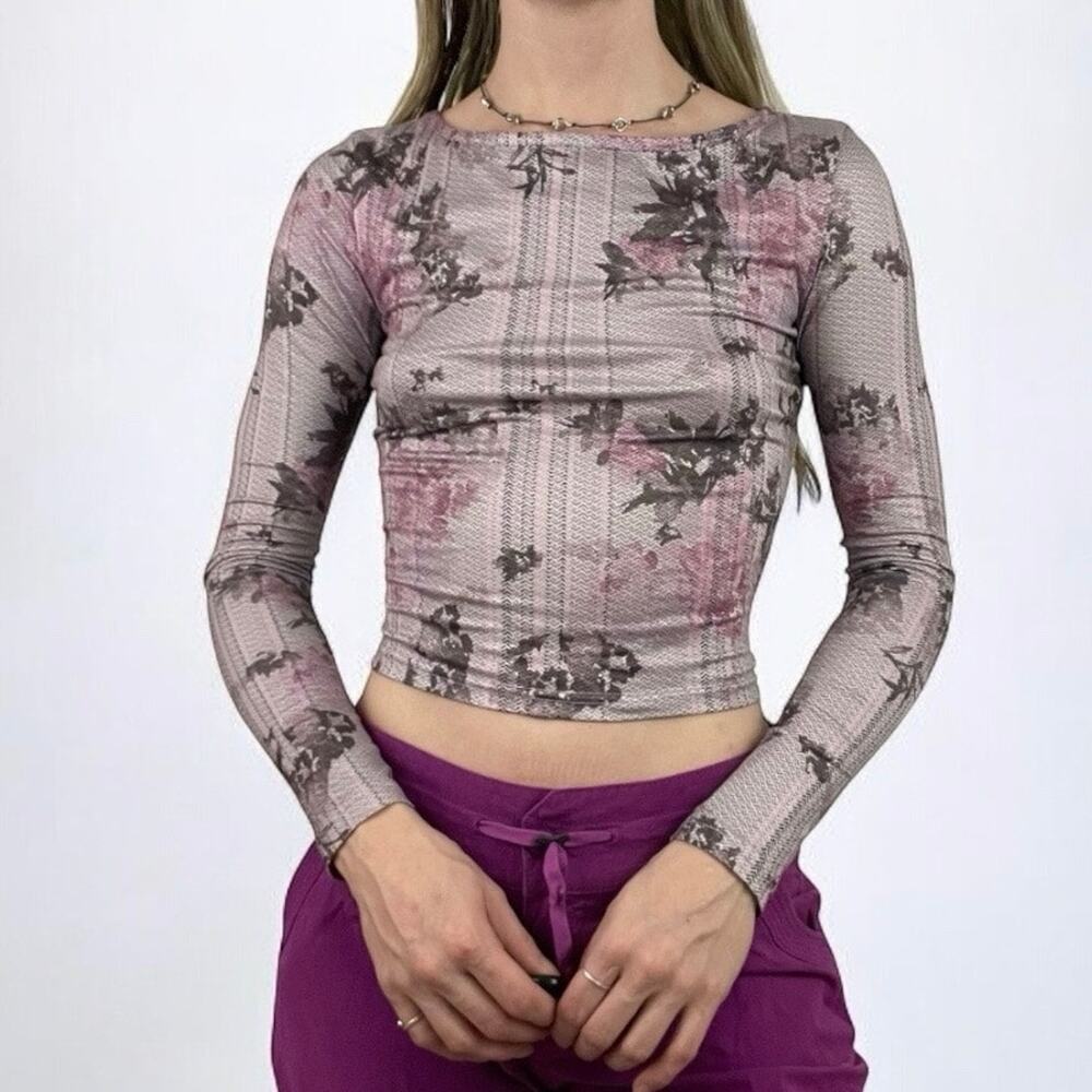 Soft Pink & Purple Floral Print Long Sleeve Top